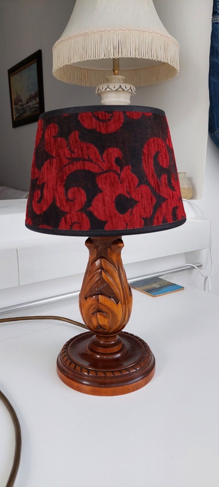 Lampa veioza vintage colectie lemn masiv tradițională România 1960