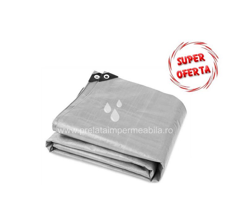 Prelata cauciucata 100% impermeabila cu inele Alba, Argintie, Albastru