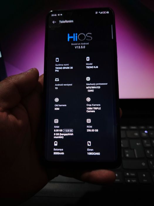 TECNO SPARK 20 PRO holati yaxshi