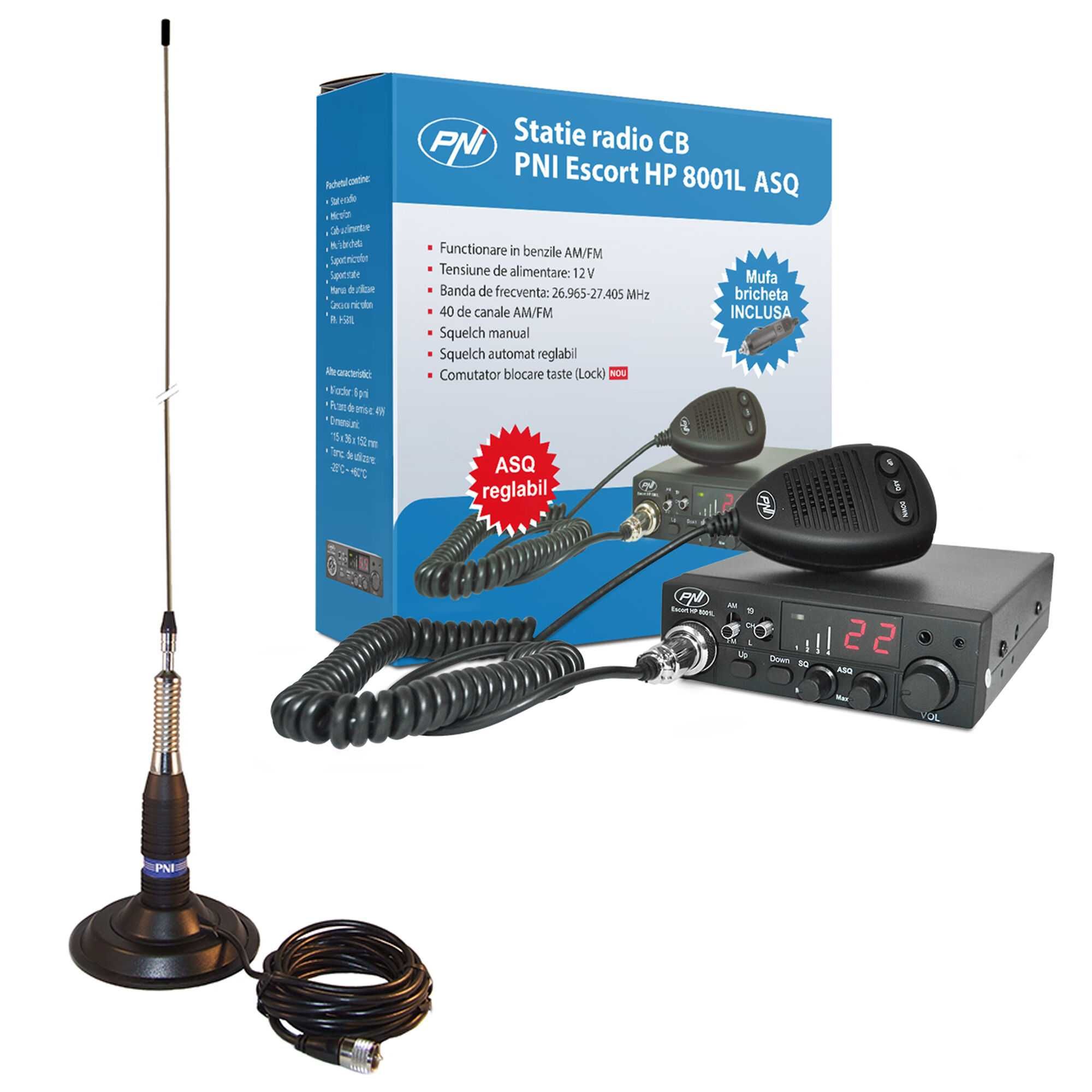 Pachet statie PNI8001 + Antena-PNI-145cm-calibrare+montaj-gratuite