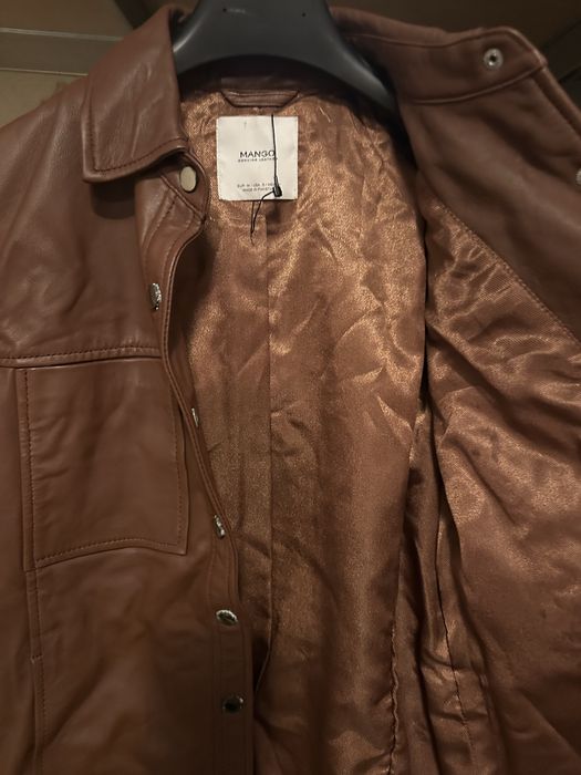 Jacheta tip camasa piele naturala MANGO