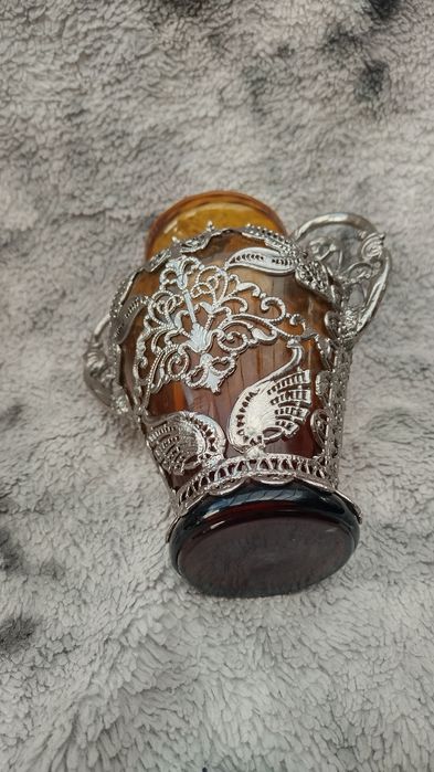 Посребрен поднос с чаши , и ваза с филигран