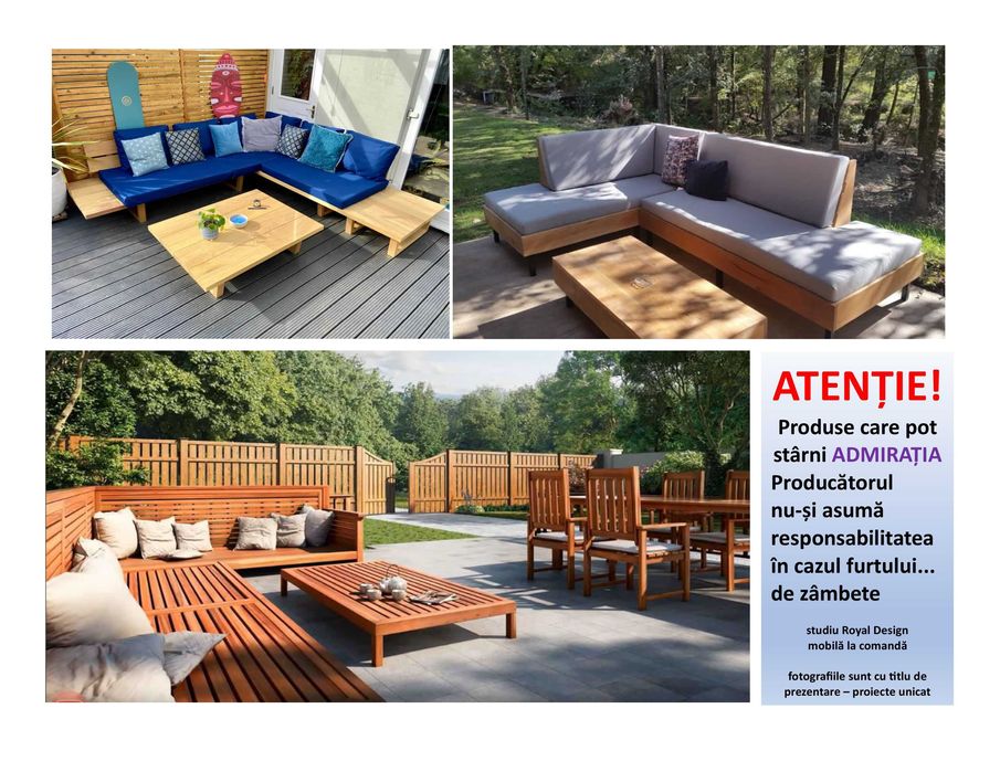 mobilier terasa gradina lemn masiv canapea fotoliu banca masa scaune