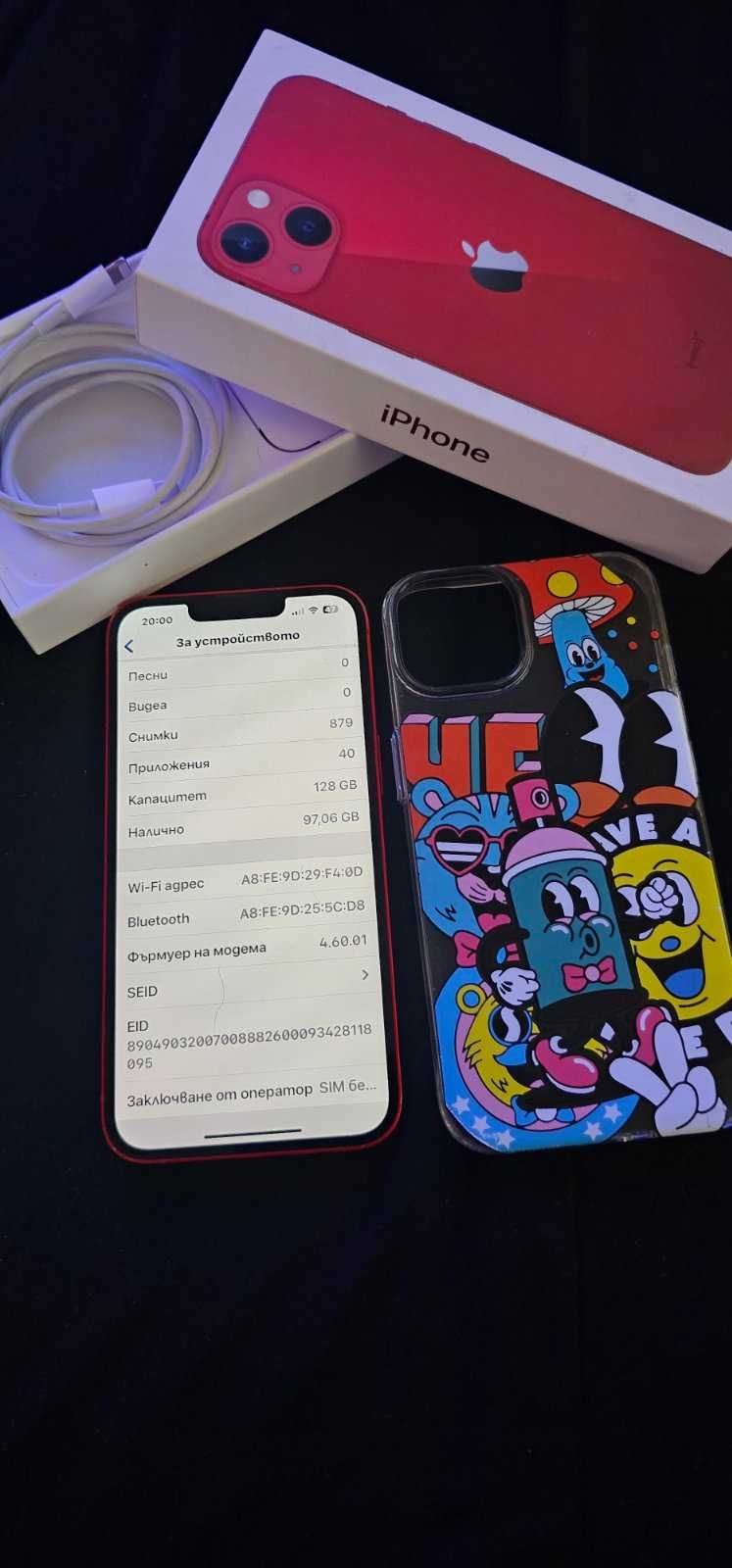 iPhone 13  RED 128gb 80% Battery Пълен комплект! като нов!