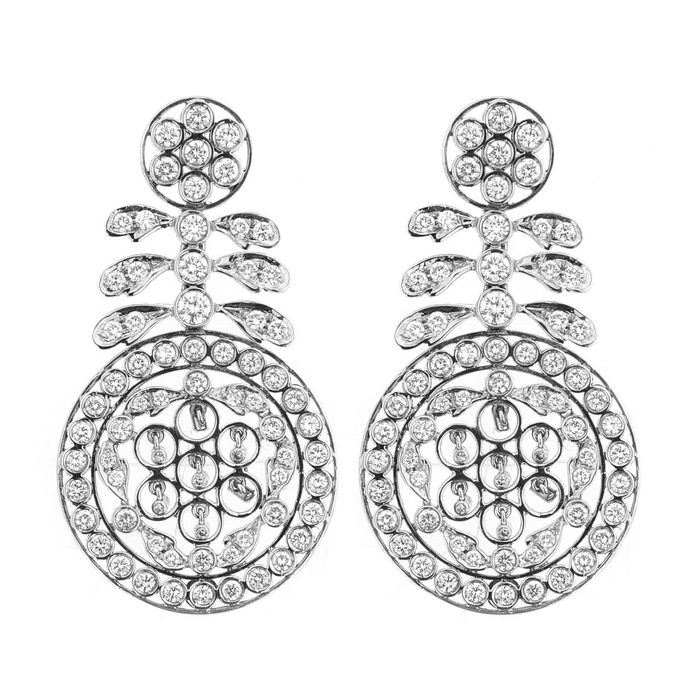 Cercei din aur alb 18k, cu diamante naturale, CAU209