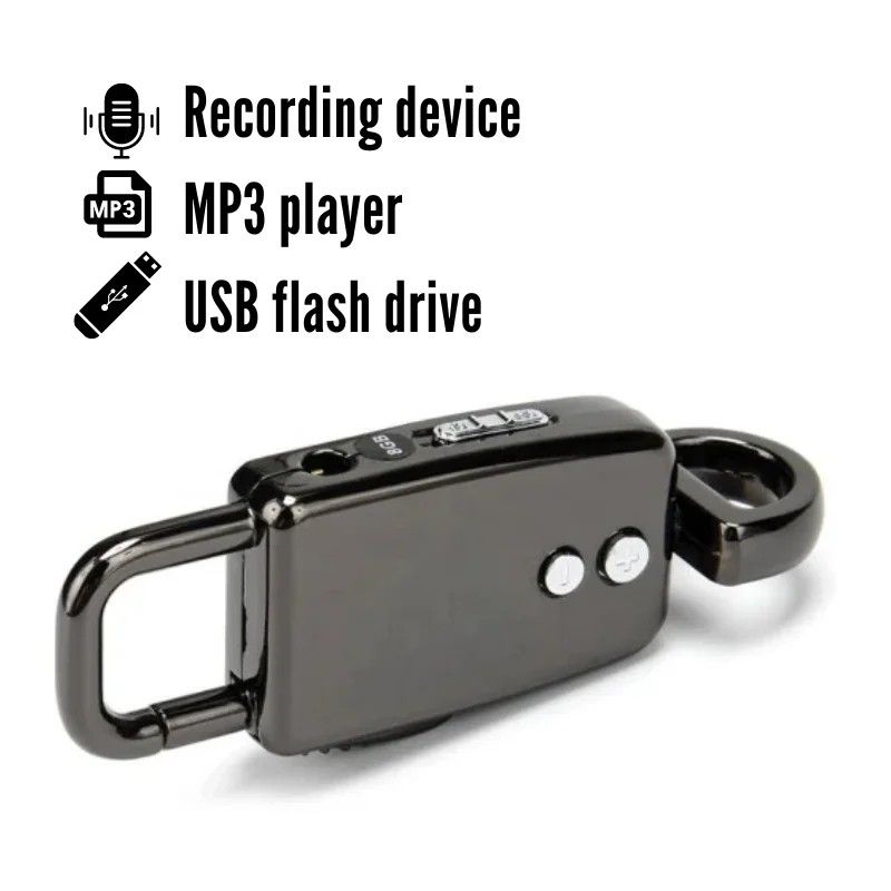 Breloc Reportofon Spion iUni BR11, 8GB, MP3 Player, Black