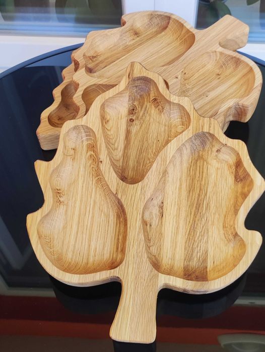 Дървено Плато за Ядки - Есенно Листо