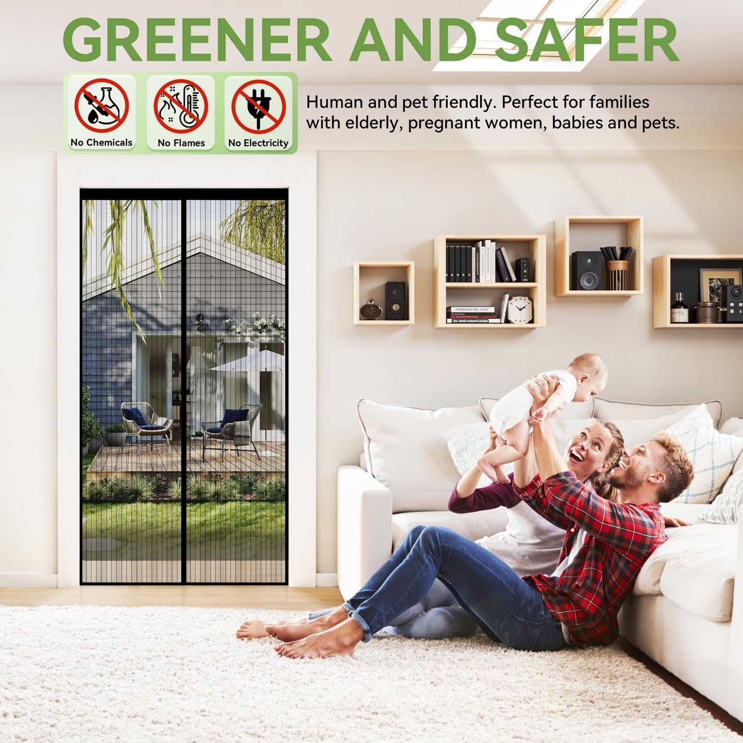 Plasa anti-tantari pentru usa cu magnet 210x100 cm protectie insecte