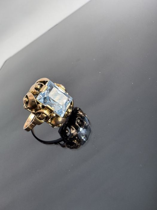 Inel din aur 8 k si acvamarin