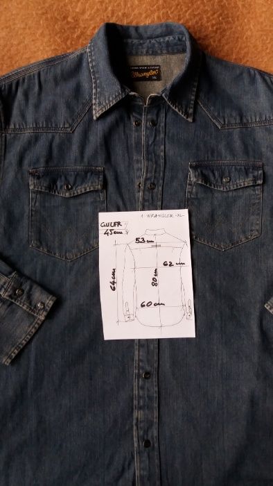 Wrangler camasa cu masurile in poza