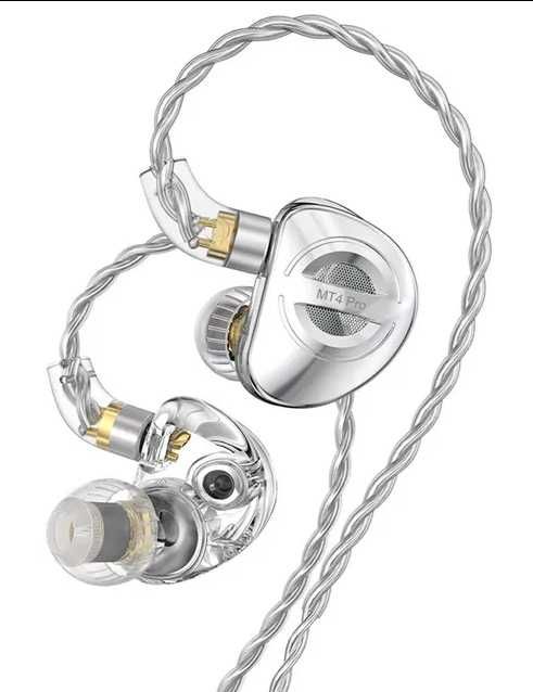Новые запечатанные проводные наушники TRN MT4PRO 2DD цвет Silver HI-FI