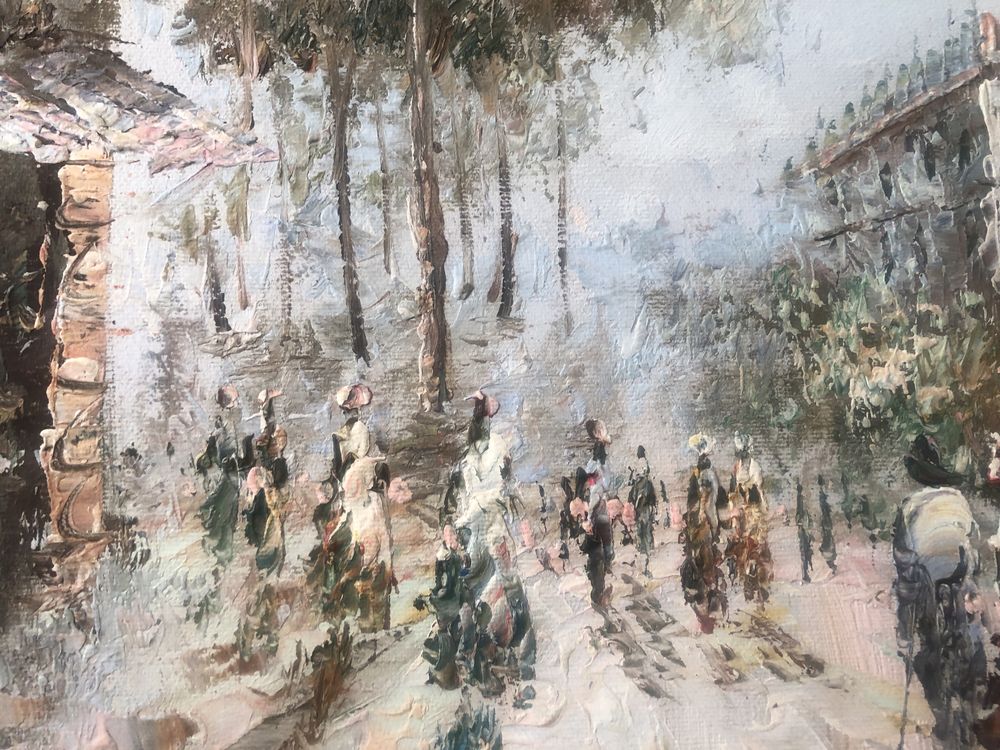 Tablou,pictura franceza in ulei pe panza,peisaj citadin