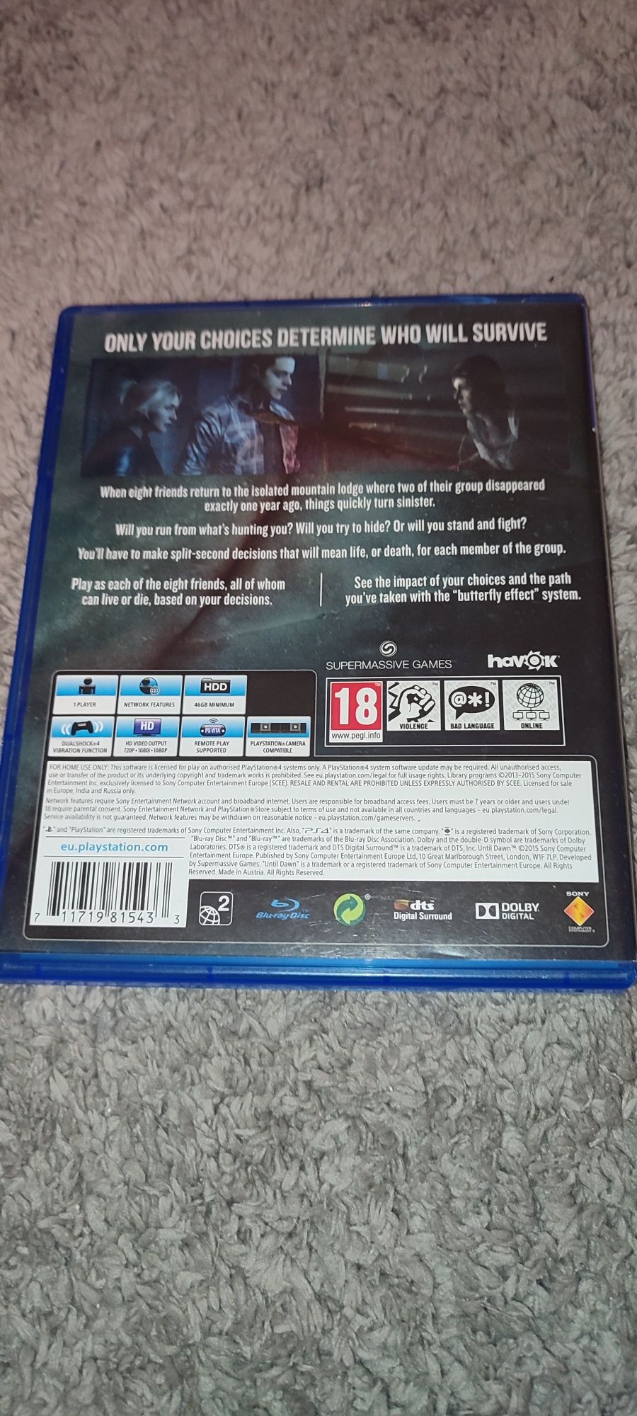 Игра Until Dawn за PS4