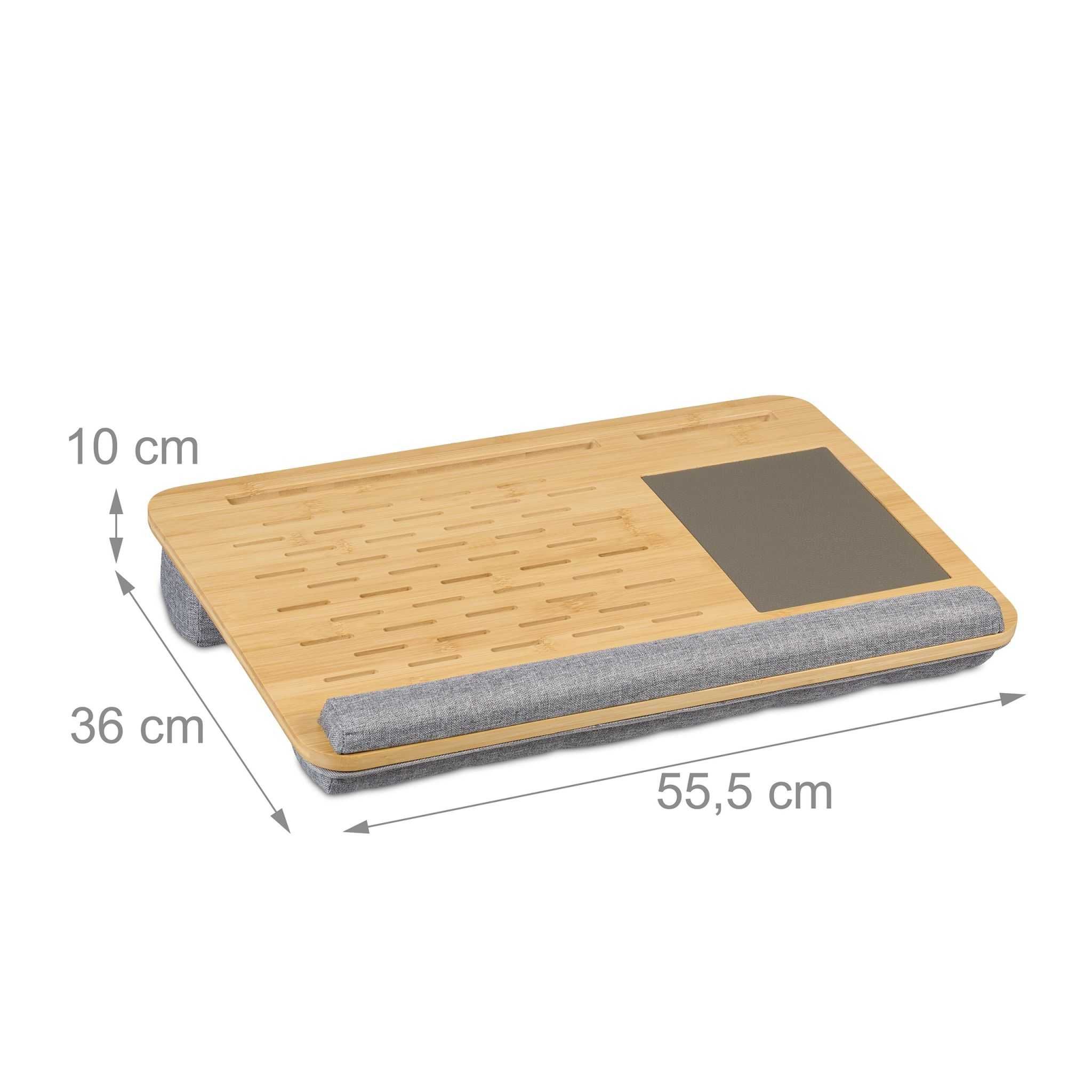 Suport laptop bambus cu mouse pad + suport pentru telefon si tableta