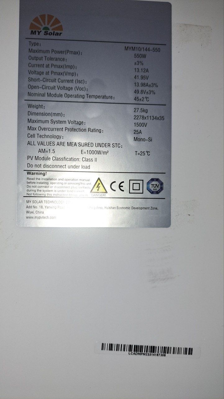 Quyosh paneli 550W