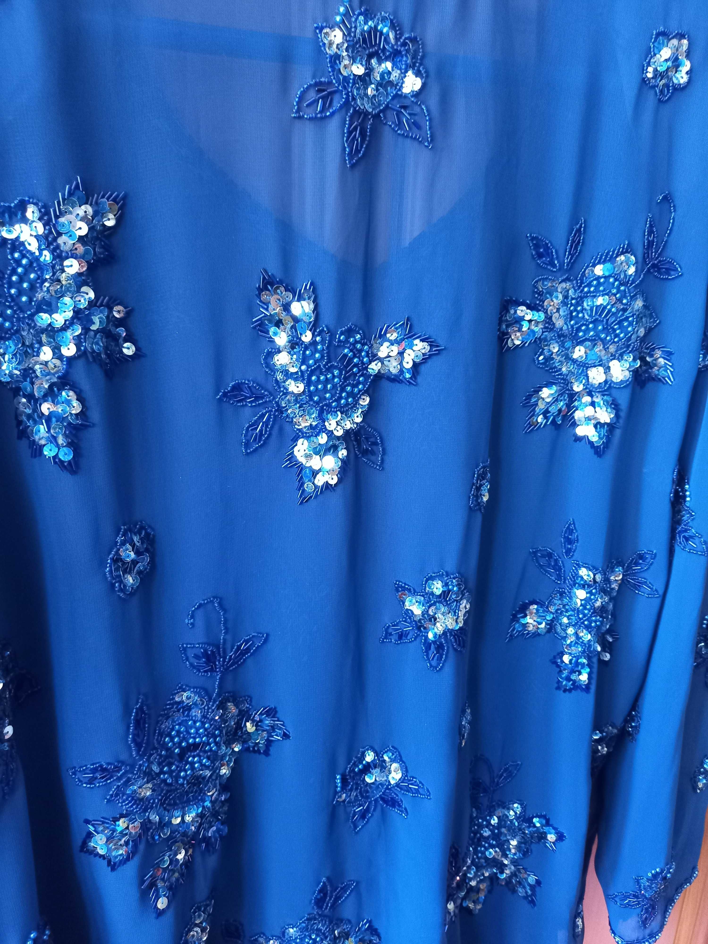 Женская одежда кофта синяя вышитая
