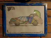 Desen original inramat - masina egipteana - 02