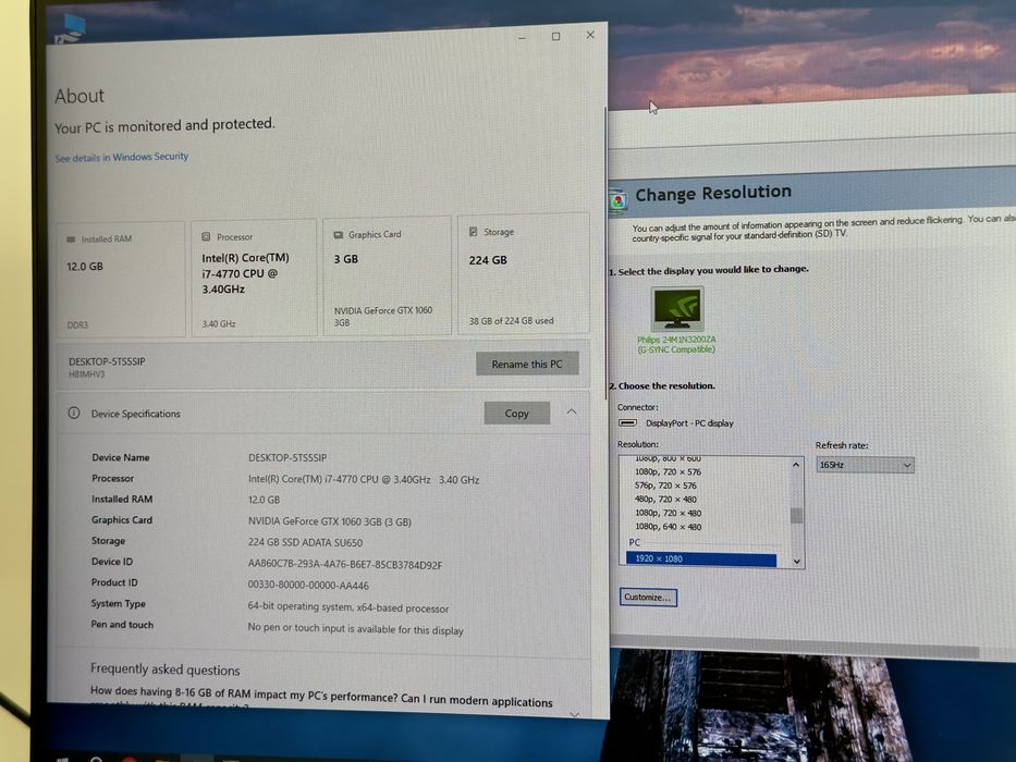 PC i7 + GTX 1060 + Monitor 165Hz – Setup Complet – Vând/Schimb