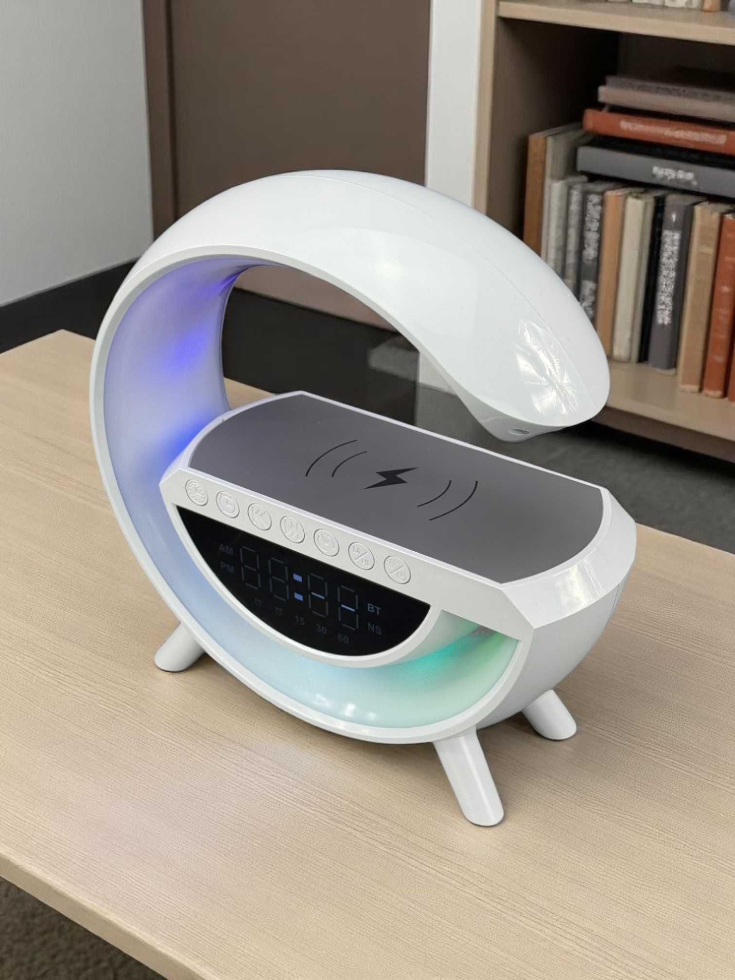 Настольная Bluetooth колонка с беспроводной зарядкой LED Wireless