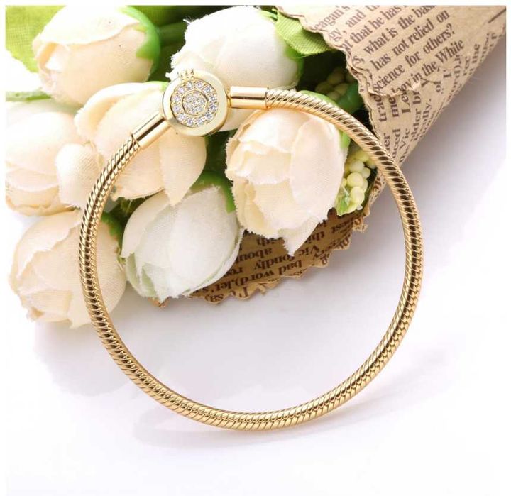 Гривна PANDORA златно покритие Талисман gold Висулка позлатена Пандора