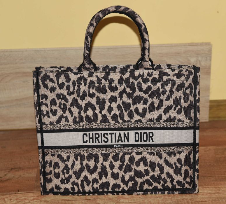 Christian Dior Made in Italy дамска чанта, канава, леопард принт