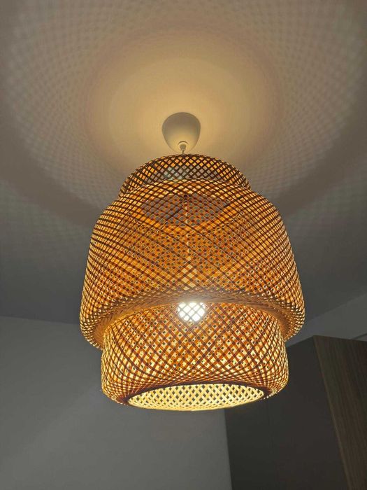 Lampă suspendată LIBY cu abajur din bambus, Ø 40 cm