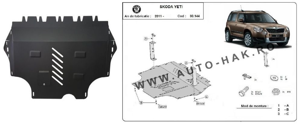 Scut motor metalic otel 2-3mm Skoda Fabia,Octavia,Superb,Rapid,Karoq