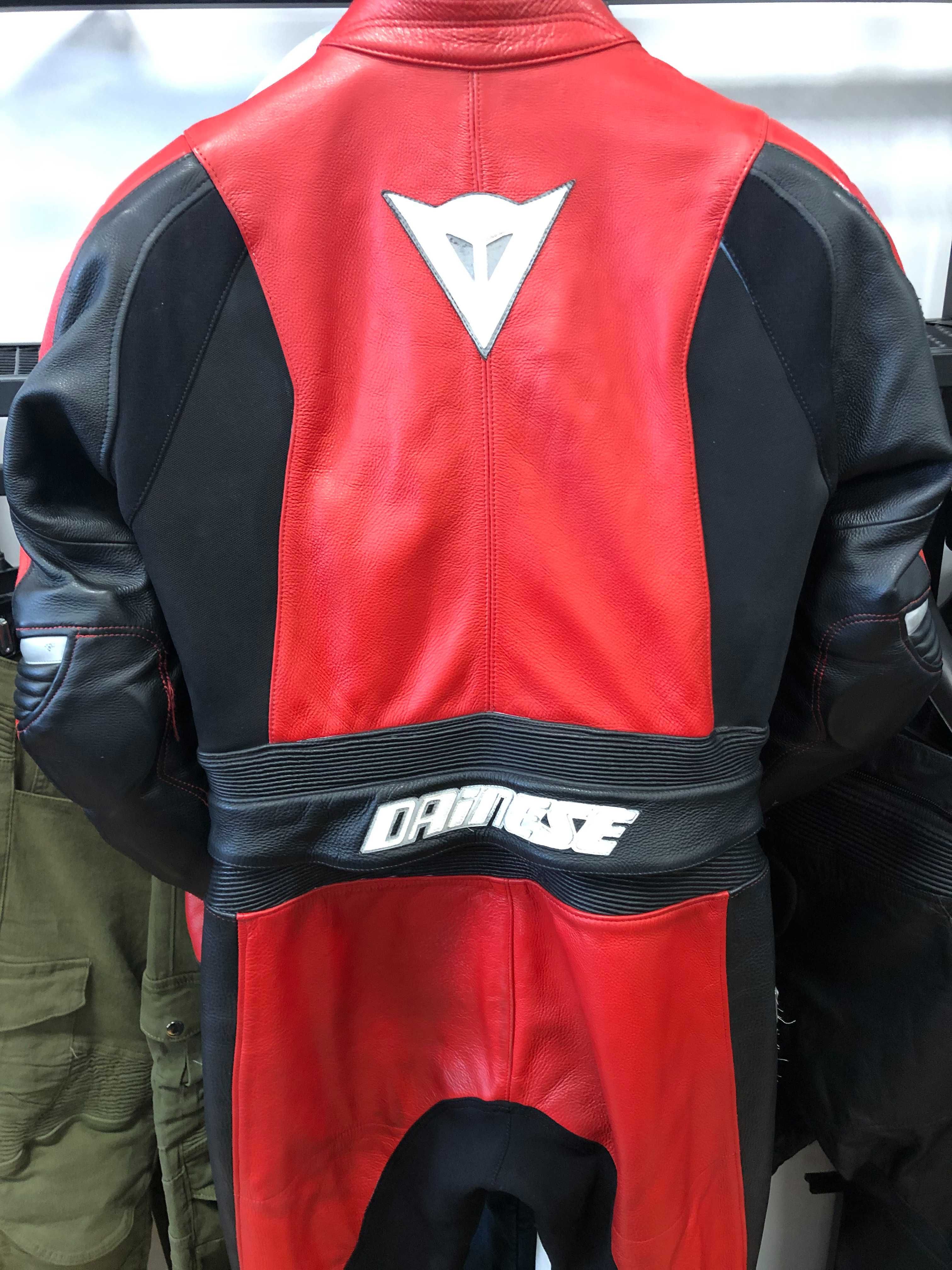 Кожен мото екип DAINESE D-TEC,48-S,2час.протектори,оригинален,слайдери