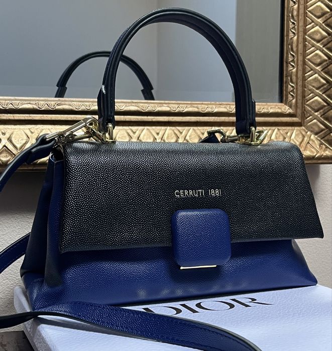 Cerruti 1881, Italy, geantă "top handle", crossbody, piele naturală