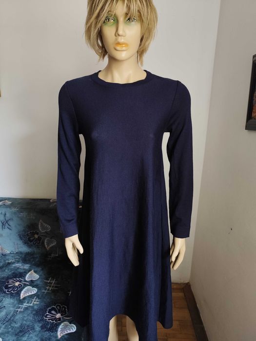 Rochie bleumarin  din lina pura virgina ALESSANDRO-masura 36-38-40