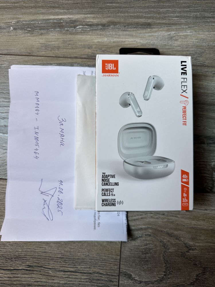 Безжични Слушалки нови в гаранция JBL - Live Flex, TWS, ANC, сребристи