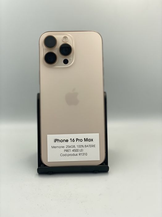 iPhone 16 Pro Max - 256gb memorie, 100% baterie, 1 an garantie