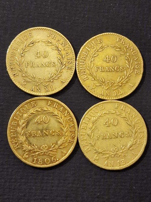 Златна Монета 40Франка Наполеон Консул AN XI-AN12 и Наполеон 1806-AN13