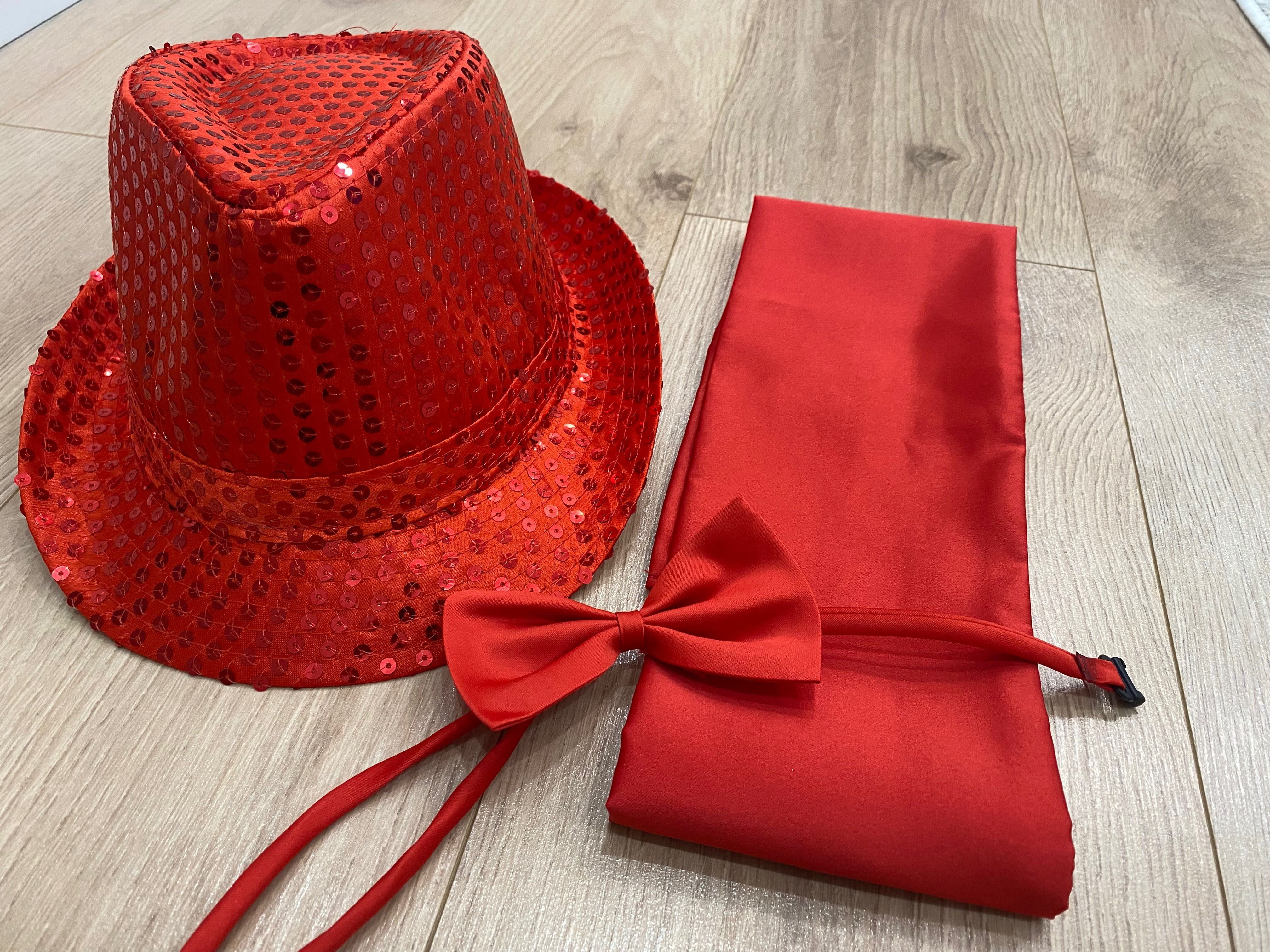 Красная Шляпа карнавальная , бабочка, пояс- кушак