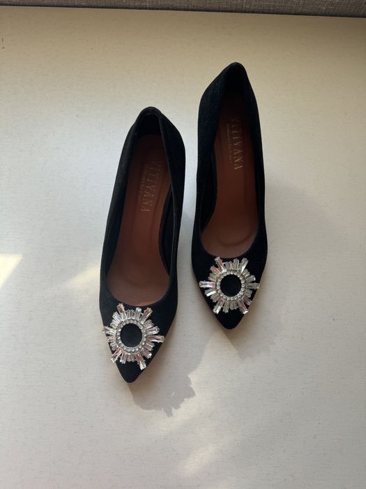 Туфли черные, замшевые