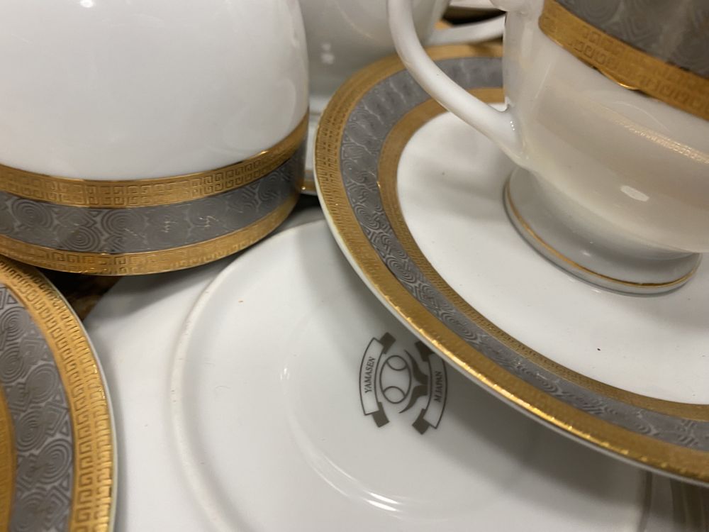 Японски чаши за кафе от порцелан със златен Кант