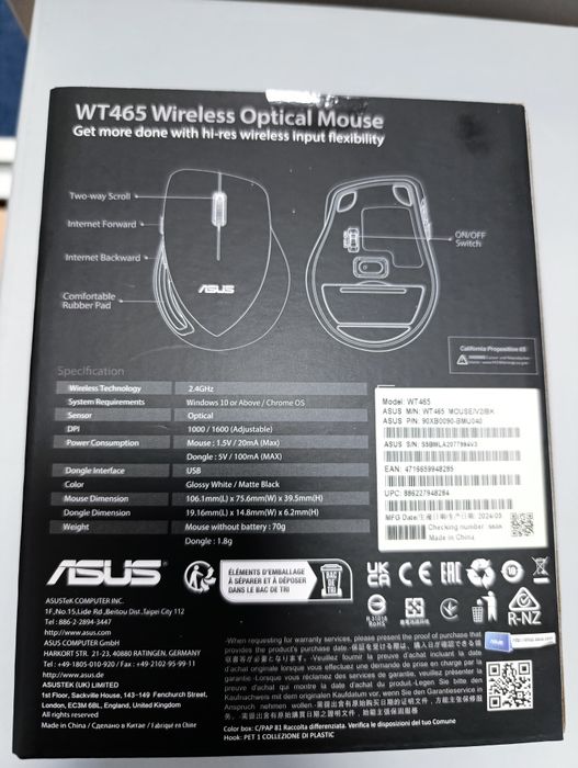 Mouse wireless ASUS WT465 negru