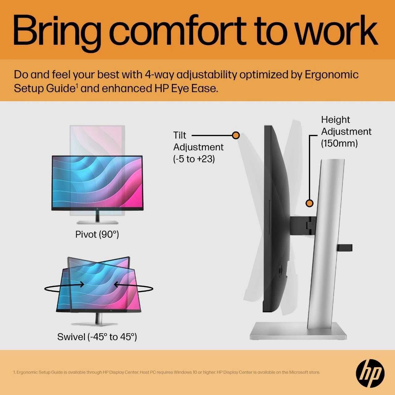 Монитор HP E24 G5 – Нов с 12 месеца гаранция, ярка Full HD картина