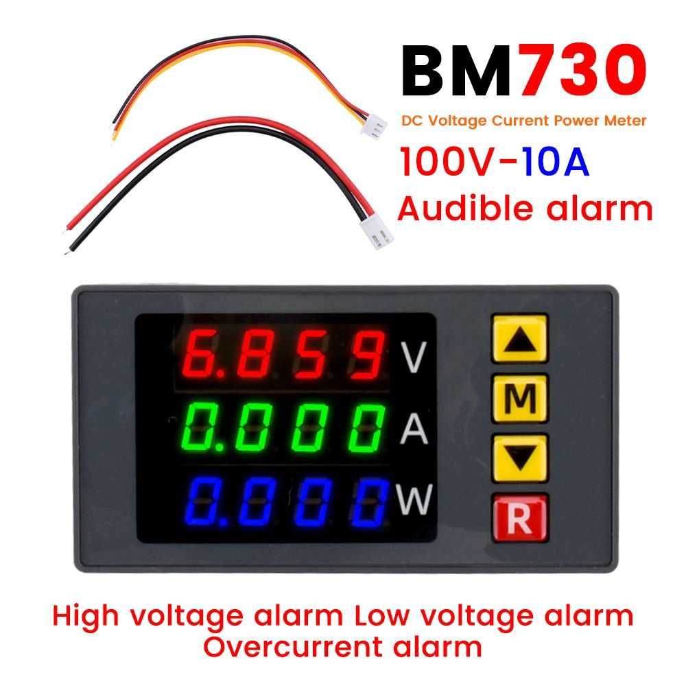 Powermetru digital panou 100 V 10A 1000W  ALARMA si CALIBRARE digitala