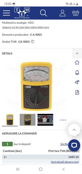 NOU-Multimetru analogic Chauvin Arnoux C.A 5003+cleste de curent MN89