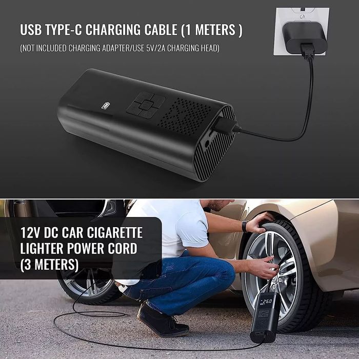 Compresor auto portabil cu acumulator, 12v, 150PSi, 20 bari, 4000 mAh