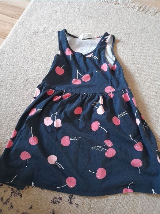 Rochita rochie h&m fata fetita albastra cu cirese 3-4 ani 98 104