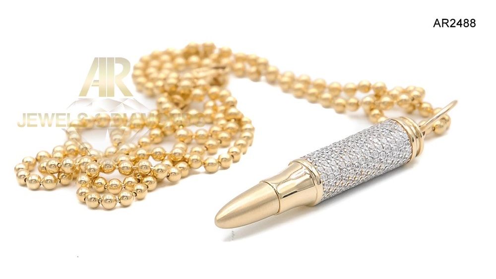 Lantisor Colier Aur 14 K tip Army cu pandant Bullet model ARJEWELS