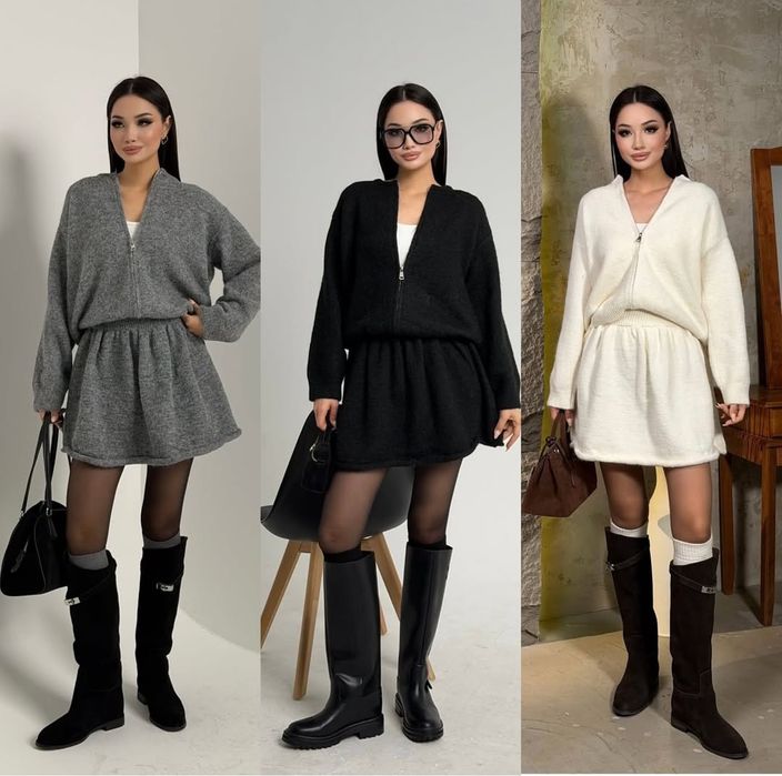 Костюм с юбкой черный