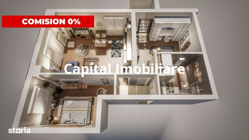 Comision 0%! Apartament cu 3 camere, 63mp utili!!!
