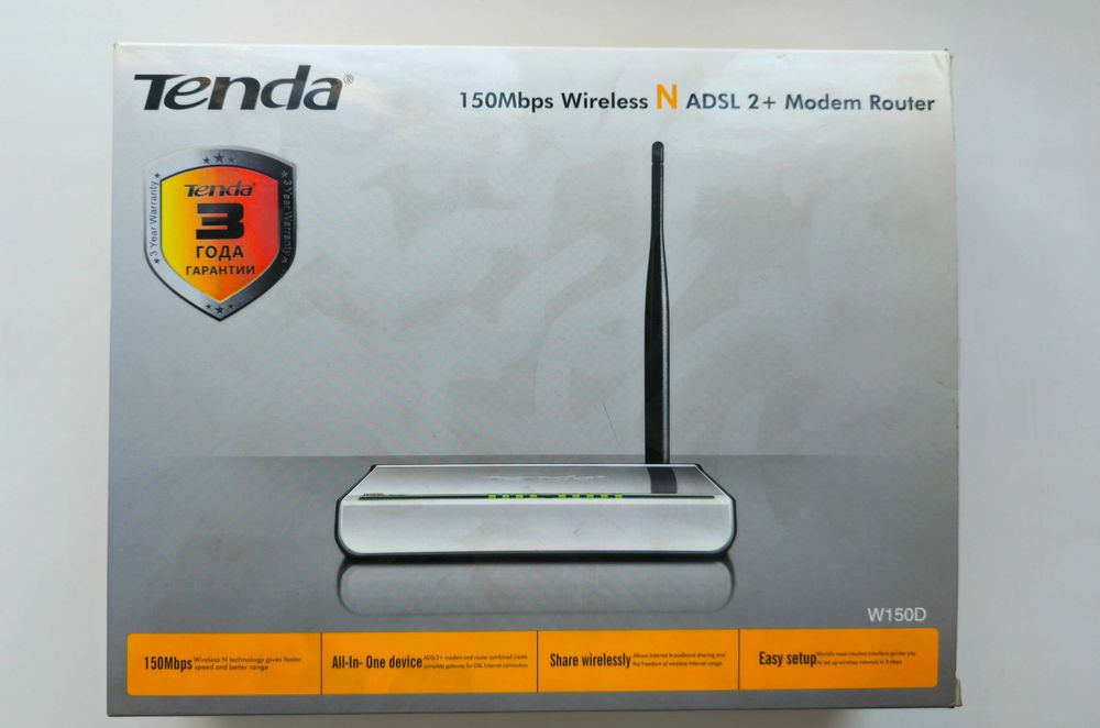 ADSL2+ Модем-маршрутизатор WiFi роутер Tenda.