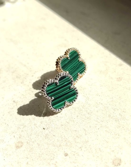 Златни дамски обеци със зелен малахит - Van Cleef & Arpels VCA