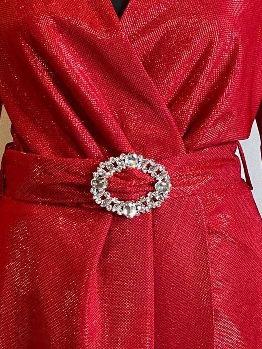 Rochie eleganta din lurex rosie