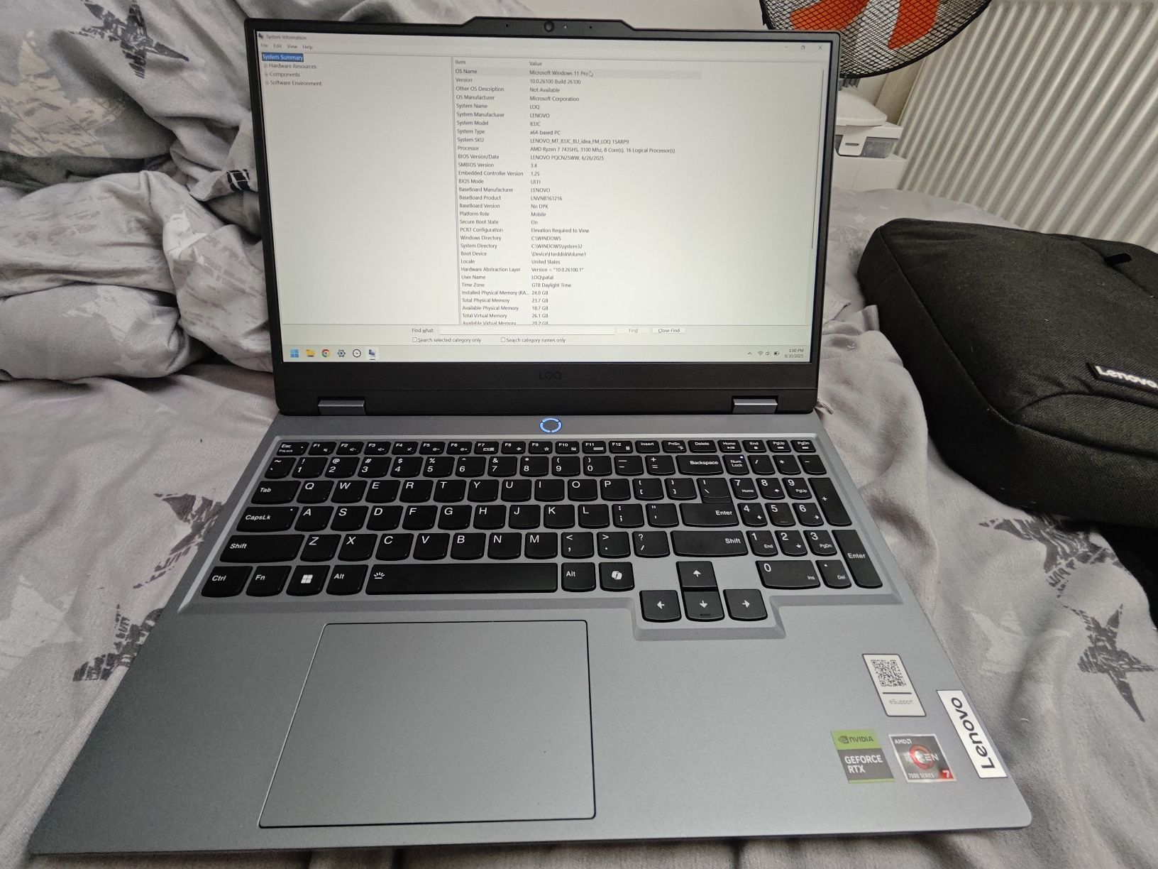 Laptop gaming Lenovo Legion LOQ RTX 4060 Ryzen 7 24GB RAM