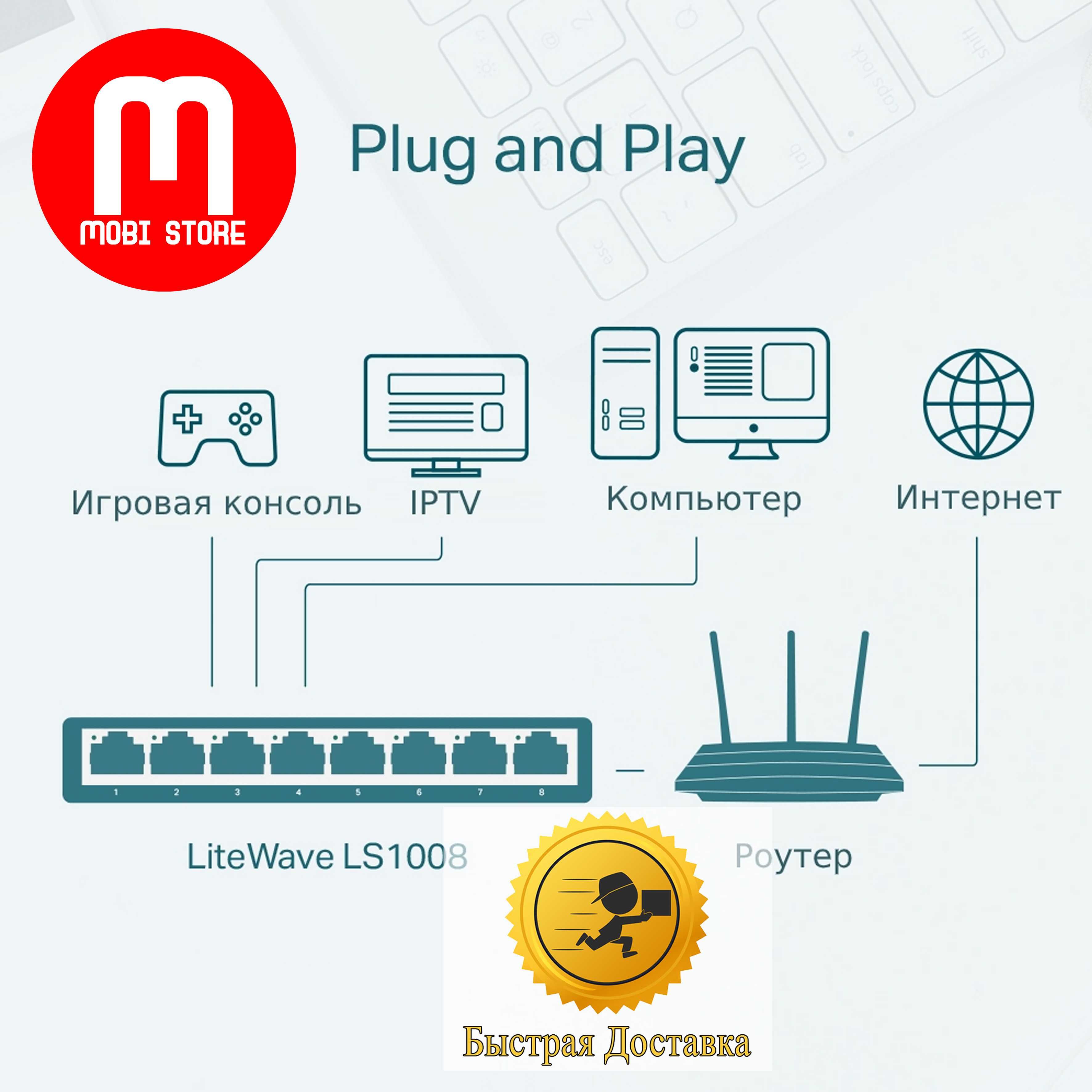 8-портовый 100 Мбит/с настольный коммутатор свич Tp-Link LS1008 switch